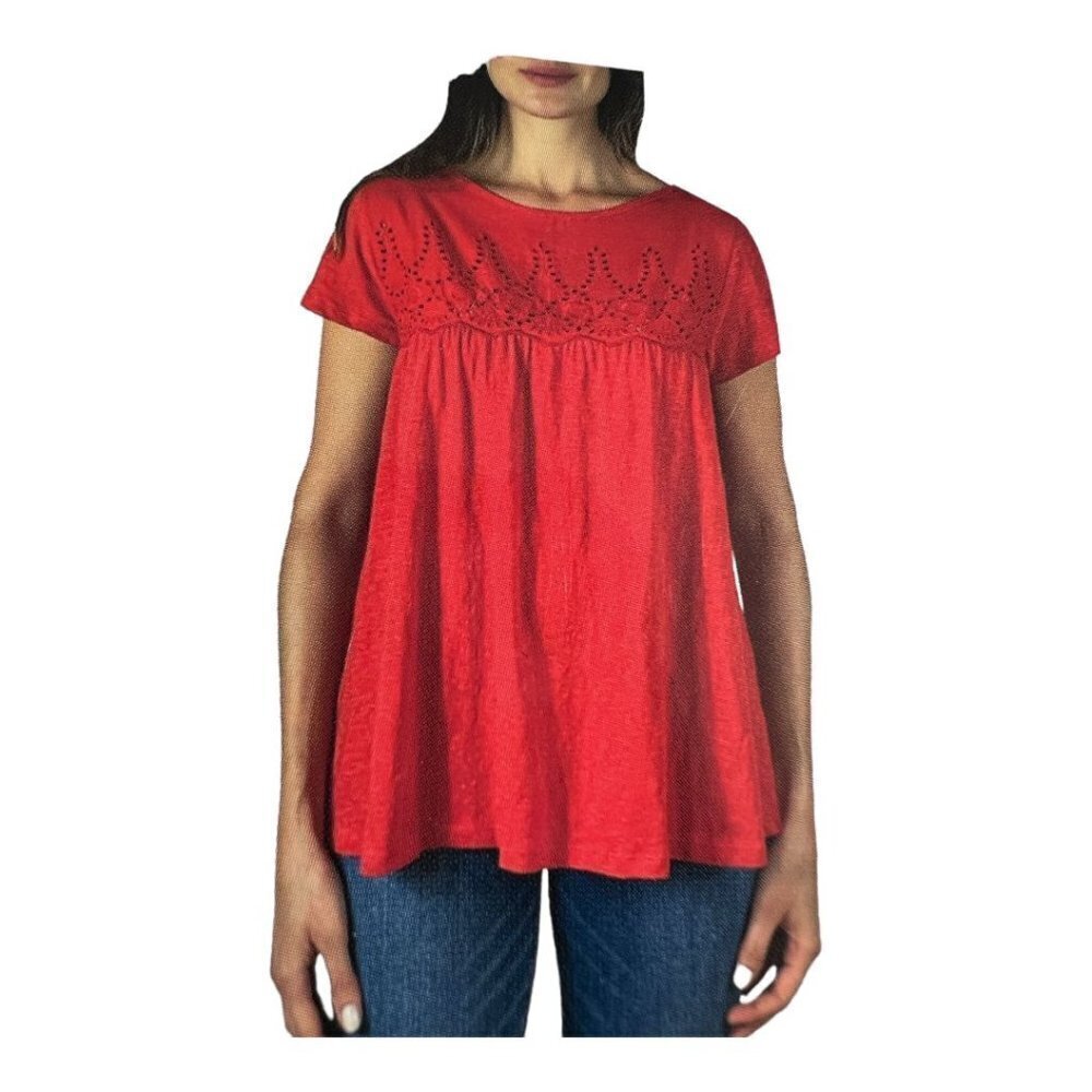 🍀 NEW Jachs Girlfriend Red Short Sleeved Blouse